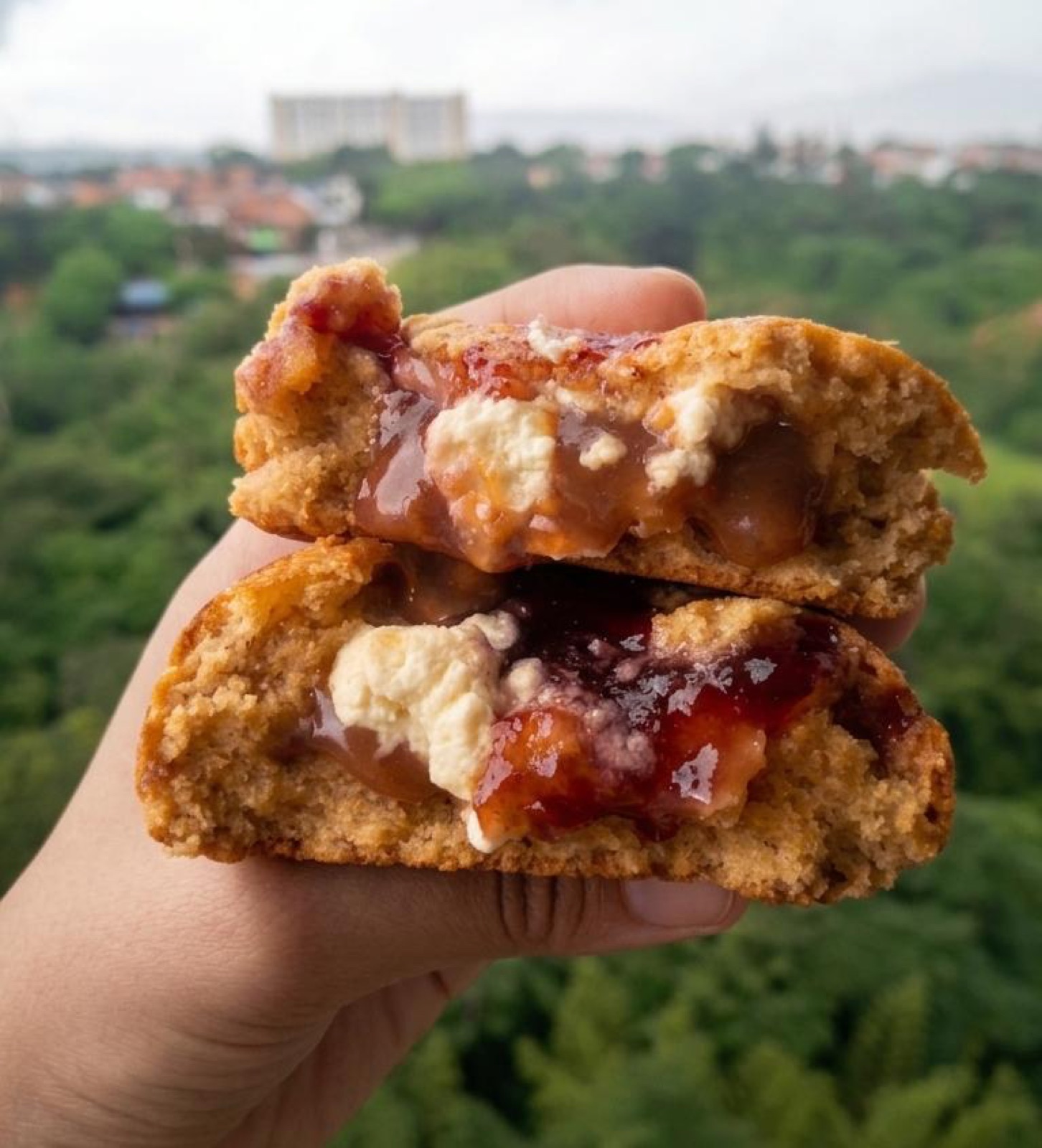 Galleta con relleno de frutos rojos